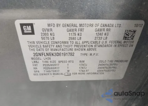 2013 Chevrolet Equinox 2Lt из США, поврежденный, VIN 2GNFLNEK3D6191782